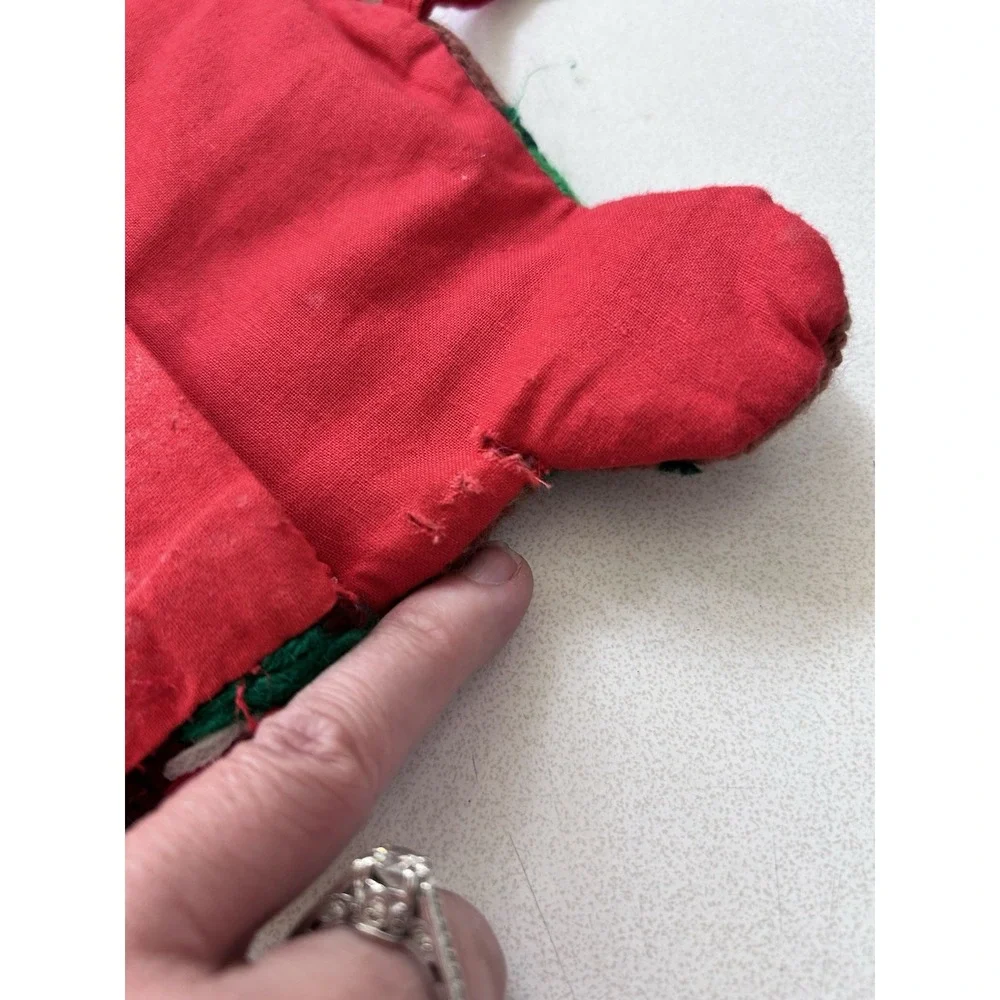 Vintage 2 Handmade Needlepoint Christmas Stockings Nutcracker & Teddy Bear